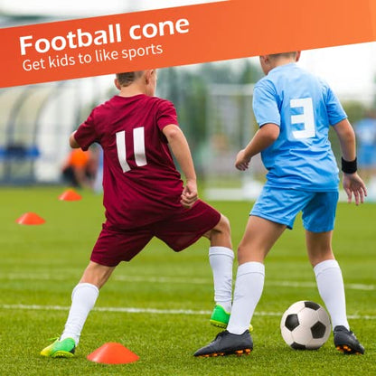 100 Pieces Soccer Cones with Strap Agility Disc Cones Soccer Training Cones Soccer Cones for Drills Orange Mark Disks for Challenge Football Basketball Skating Kids Games Outdoor Indoor 2 Straps