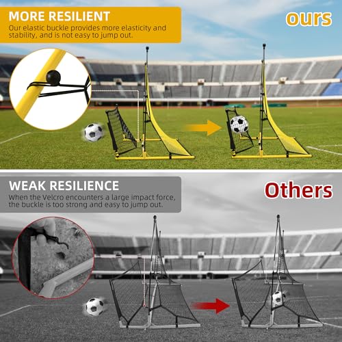 Shopsource Soccer Rebounder, 2 in 1 Soccer Rebound Net, 7'x4' Bounce Back Net Practice for Team Volley Passing Solo Training, Football Trainer with Carry Bag Stakes