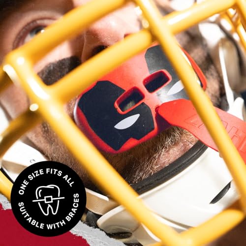 Marvel Deadpool Lip Guard, Football Mouth Guard with Detachable Strap, Lip Protector Adults and Junior, Football & Lacrosse (One Size, Red)