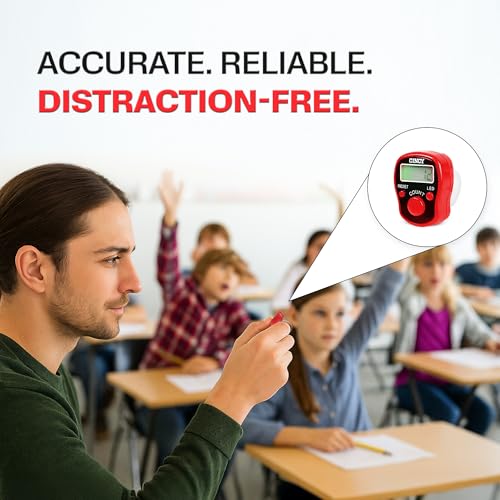 CINCY Clicker Counter with LED for Day & Night Use | Instant Reset, Accurate & Quiet, Long Battery Life | for People, Laps, Pitch, Golf, Baseball, Fish Counting, for Prayer, Everyday Prayer – 1 Pack - color: Red