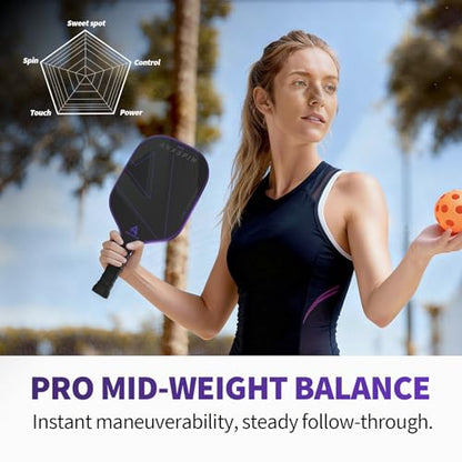 ANXSPIN Carbon Fiber Pickleball Paddles Set of 2,T700 Carbon Fiber Pickleball Paddle for Adults and Teenagers,Includes 4 Balls, 1 Bag, and 2 Grip
