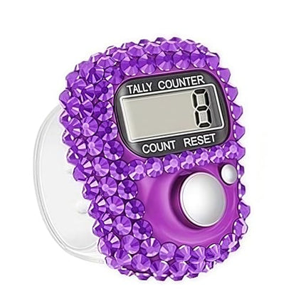 Electronic Finger Tally Counter Clicker Counter,Convenient Portable Digital Display Tally Counter,Resettable Mini Lap Counter for Golf Goods Counting Accessories,Track and Field Lap Counters - color: Purple