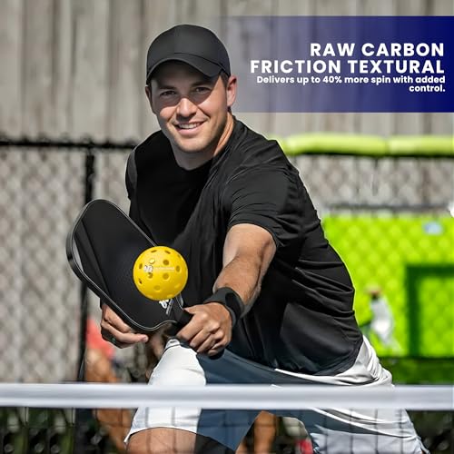 Pickleball Paddles Set of 2, Carbon Fiber Pickleball-Set Lightweight Pickle Ball Rackets 2 Pack with 4 Balls, 1 Carry Bag and Grip Tapes, Pickleball Paddle for Men and Women