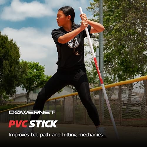 PowerNet Combo PVC/Click Stick Softball & Baseball Swing Trainer, Interchangeable Baseball Hitting Trainer, PVC Training Bat for Drills, Bat Speed Training Equipment