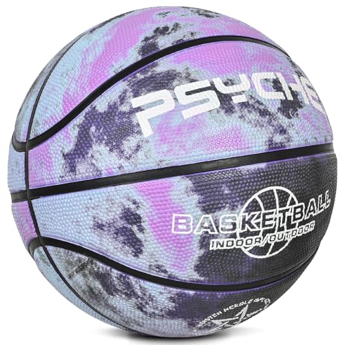 Kids Youth Basketball Size 4/5(25.5/27.5") Premium Rubber Basketball for Boys Girls Indoor Outdoor Pool Games Play(Best Gifts) - color: Black-Purple Mix, size: Size 5