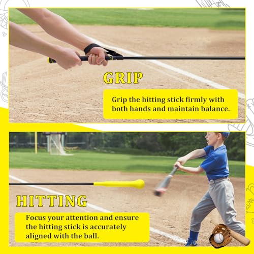 Baseball Hitting Stick,Batting Practice Equipment for Baseball and Softball,Extended Handlebar with Grip Strap,Ideal One-on-One Baseball Training Equipment - style: Baseball Swing Trainer