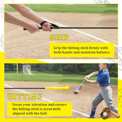 Baseball Hitting Stick,Batting Practice Equipment for Baseball and Softball,Extended Handlebar with Grip Strap,Ideal One-on-One Baseball Training Equipment - style: Baseball Swing Trainer