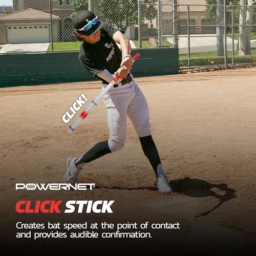 PowerNet Combo PVC/Click Stick Softball & Baseball Swing Trainer, Interchangeable Baseball Hitting Trainer, PVC Training Bat for Drills, Bat Speed Training Equipment