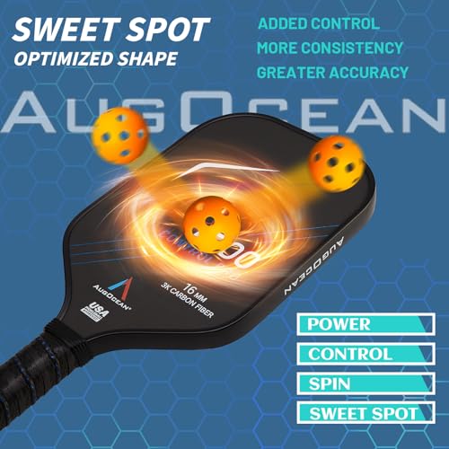 Pickleball Paddles,USAPA Approved Pickleball Paddle Set Pro | 3K Raw Carbon Fiber Textured Surface with High Grit & Spin,16mm Durable T700SC Carbon Fiber Pickle Ball Rackets for Men,Women & Families - color: Black