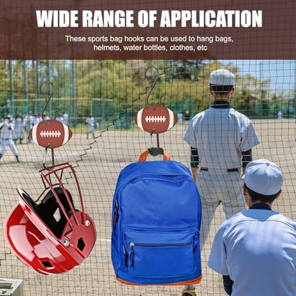 CroBlissful 6 Pcs Bag Hook for Fence Baseball Football Basketball Tennis Team Gifts Bag Clip Sports Backpack Buckle with Acrylic Board for Bat Water Bottle Player Lover Gifts - color: Mainly Brown