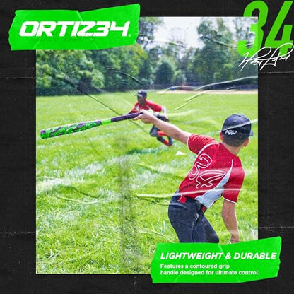Ortiz34 Bat & Ball Set - Graffiti Plastic Bat & Ball Homerun Set- David Ortiz Backyard Baseball Set for Youth, Kids, Teenagers, Adults (Bat & Ball Set, Blue) - color: Green, style: Bat & Ball Set