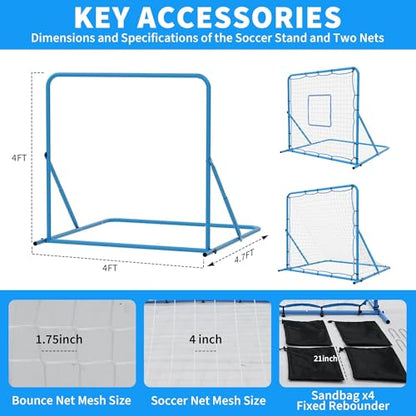 GAOMON Dual-Mode Soccer Goal Net and Soccer Rebounder Net, 4x4 Soccer Training Nets Quick-Switch Angle, for Kids Teens Adults Soccers Control, Passing, Practice