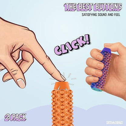 Distractibles Spike Roller Clicker, Tactile Pain Stim Fidget with Clicker Switch, Pain Stimulation Roller with Lanyard (NEON Harmony + Horizon) - color: Neon Harmony + Horizon