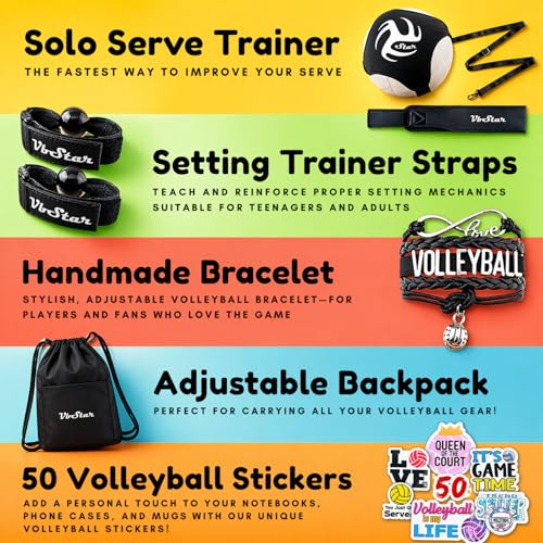 Volleyball Training Equipment Aid - Practice Your Serving, Setting & Spiking with Ease, Great Solo Serve & Spike Trainer for Beginners & Pro, Perfect Volleyball Gift - style: VbStar Pro