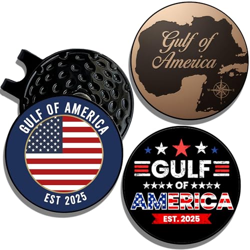 Wolf Golf Towels Golf Ball Marker Hat Clip Set | Multiple Sets to Choose from | 1 Magnetic Clip + 3 Ball Markers | Golf Accessories for Men & Women - color: Gulf Of America