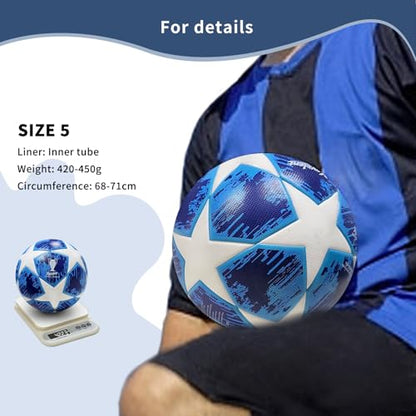 Professional Soccer Ball Size 5, Thermal Bonded Waterproof PU Match-Quality Training Ball with Pump - color: BrightBlue, size: size 5
