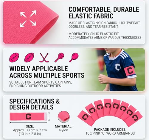 Soccer Captain Armband,Flexible Adjustable scalable Design,Sports Team Armband,Elasticated for Captains in Matches,practices,tournaments
