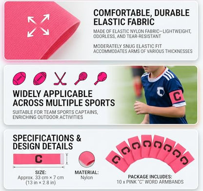 Soccer Captain Armband,Flexible Adjustable scalable Design,Sports Team Armband,Elasticated for Captains in Matches,practices,tournaments