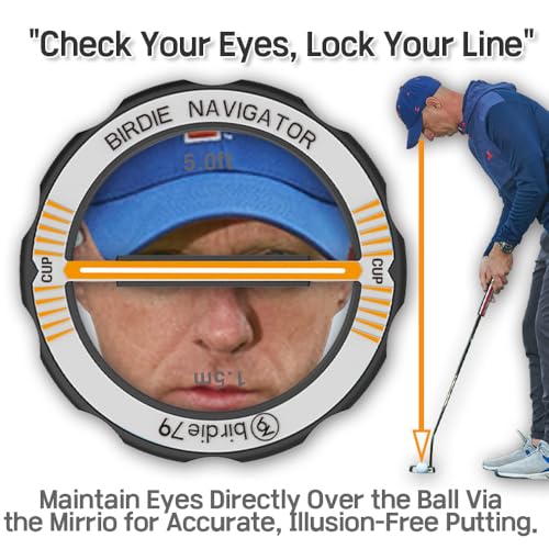 Birdie Navigator Golf Putting Alignment Tool - Specialized for 5ft Short Putts - Precision Ball Marker with Green Reader & Putting Mirror - Measure Aim in Cup Units Magnetic Hat Clip Included(Silver)