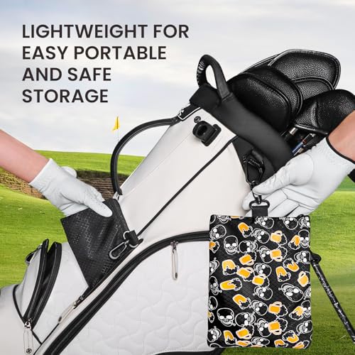 Amy Sport Golf Bag Accessories Valuables Pouch Bags Multi Pocket Zipper Hook with 10 Pcs Wood Golf Tees for Men Women - color: Beer