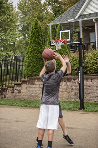 Silverback Height Adjustable In-Ground Basketball Hoop with Tempered Glass Backboard, Pro-Style Breakaway Rim & Backboard Pad