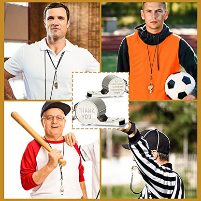 Flutesan Baseball Coach Whistle Basketball Coach Gift Volleyball Football Soccer Stainless Steel Whistle with Gift Box Personalized Coach Whistle with Lanyard Engraved Whistle for Referee Gift