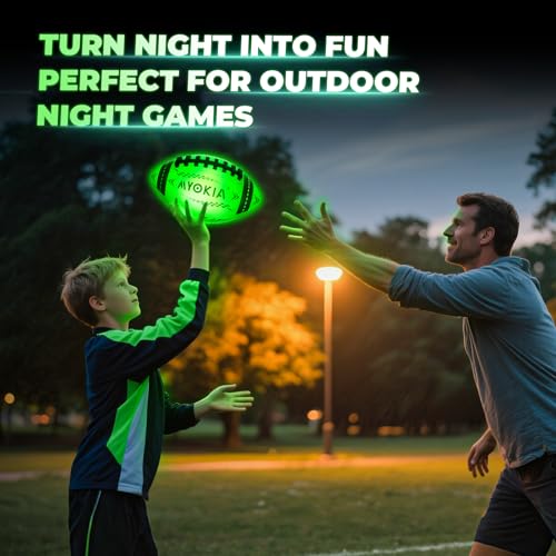RGB Waterproof Rechargeable Light Up Football Birthday Gift, Glow in The Dark Football with Pump & USB Cable, Tri-Color (Red, Green, Blue), Size 6, Outdoor Night Games - style: Style 2