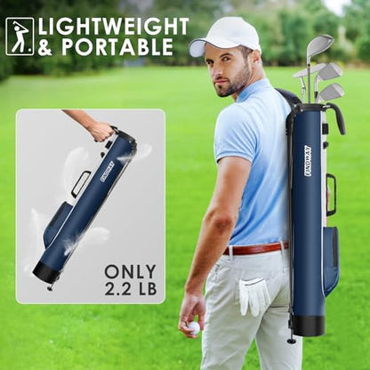 Findway Golf Stand Bag, Small Golf Bag for The Driving Range, Par 3 and Executive Courses, Lightweight Golf Club Carry Bag with Ball Holder and Pockets for Men Women - color: Blue