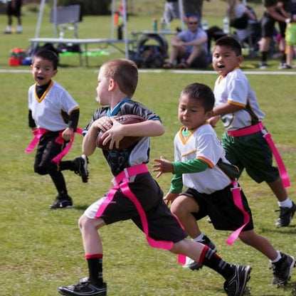 Peryiter 2/12/24/36 Player Flag Football Belt, Adjustable Football Belts and Flags for Kids Youth Adult Sport Team Training - color: Rose Pink