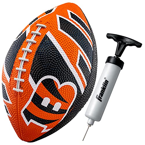 Franklin Sports NFL Team Footballs - Rubber Youth Mini Balls for All Teams - Kids 8.5" Football + Air Pump Sets - Official NFL Licensed - style: Cincinnati Bengals