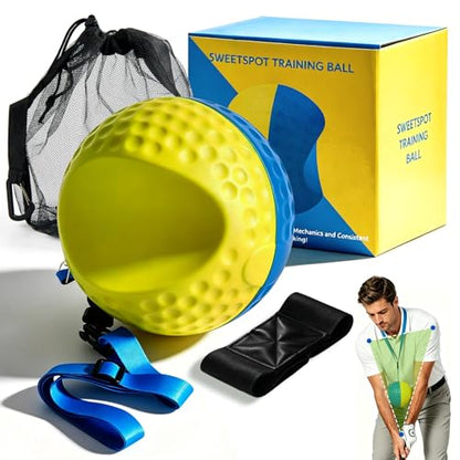 Golf Training Aid Ball and Armband, Golf Swing Trainer for Consistent Precise Swing, Fix Slicing, Scooping Chicken Wing, Golf Training Tool with Armband, Adjustable Lanyard, Storage Bag Golfer