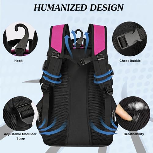 LARIPOP Basketball Backpack Large Basketball Bag with Ball Holder & Shoe Compartment for Youth Adults Men Women - color: Pink