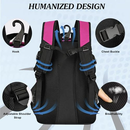 LARIPOP Basketball Backpack Large Basketball Bag with Ball Holder & Shoe Compartment for Youth Adults Men Women - color: Pink