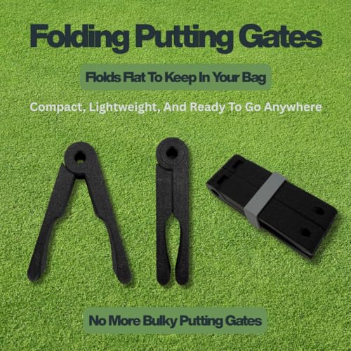 Folding Putting Gates for Golf | Portable Elevated Line Drill & Standard Putting Gate | Compact 2-Pack with Storage Band | Practice Start Line & Face Control Anywhere