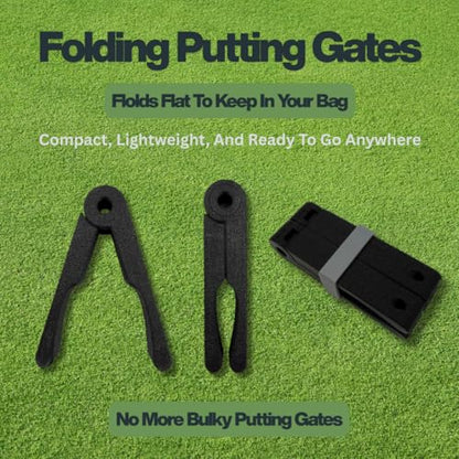 Folding Putting Gates for Golf | Portable Elevated Line Drill & Standard Putting Gate | Compact 2-Pack with Storage Band | Practice Start Line & Face Control Anywhere