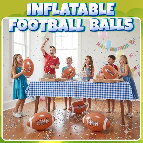Inflatable Football Beach Balls (6 Pack) - 16-Inch Durable Beach Balls for Kids, Summer Pool Toys, Football Party Favors, Sports Theme Decorations, Giveaways - style: 6-Pcs Football Beach Balls