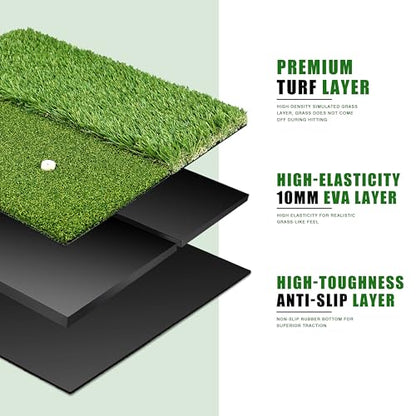 Premium Golf Hitting Mat, 10mm Foam Padding with Rubber Backing Golf Mat, Golf Practice Mat for Indoor and Outdoor Training - style: Dual-Turf Mat