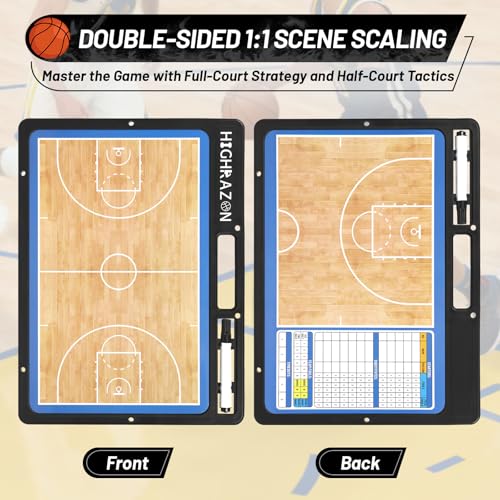 Dry Erase Basketball Clipboard for Coach, Premium Tactical Basketball Coaching Board, Double Sides Full & Half Court Dry Erase Board with Marker