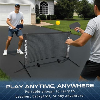 PIKKOFUN React Mini Pickleball Ball -5 Pack Quiet Training Balls & PIKKOFUN Small Mini Pickleball Net 5 ft Bundle