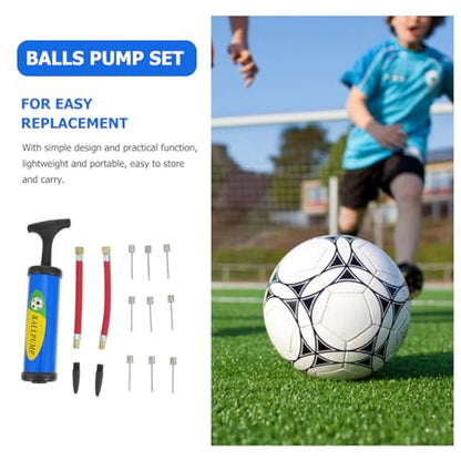 KESYOO 14-Piece Portable Mini Ball Pump Kit, Blue Manual Hand Inflator with Flexible Hose and Needles for Basketball Soccer Volleyball Sports