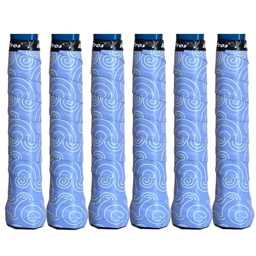 ALIEN PROS Tennis Racket Grip Tape – Tac Moisture Feel Tennis Grip – Tennis Overgrip Grip Tape Tennis Racket – Wrap Your Racquet for High Performance - style: 6-Pack Blue Clouds