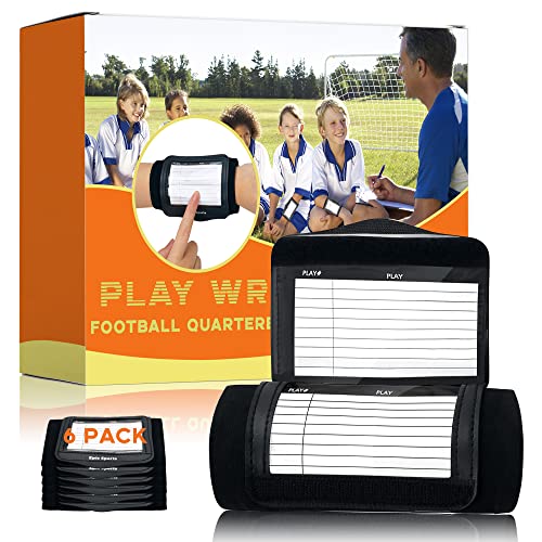 Youth Adult Football Wristbands, Quarterback Playbook Wristband with 3 Compartments, Wrist Coach for Football, Baseball, Softball, All Sports - style: Adult Version-6 PACK
