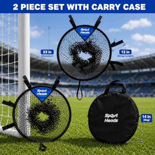 Soccer Targets for Goals Training (2pc) - Soccer Training Target | Top Bins Equipment | Durable Design - Extra-Long Straps with Carry Case