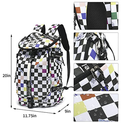 Kalesi Gym Duffle Bag Backpack 4-Way Waterproof with Shoes Compartment for travel Sport Hiking laptop (Checkerboard) - color: Checkerboard