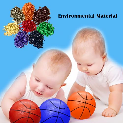 ABAJI Mini 3 Pack 5 inch Toy Basketballs Ball Pump Needle Rubber Material Mini Hoop Toddlers Kids Teenagers Swimming Pool Indoors Outdoors - color: 3 Orange Basketballs