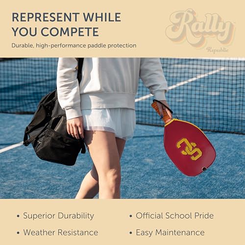 Officially Licensed Collegiate Pickleball Paddle Cover - Lightweight PU Leather Material - Durable Foam Interior Protection with Zippered Closure - Fits Most Paddles on the Market - color: USC Trojans