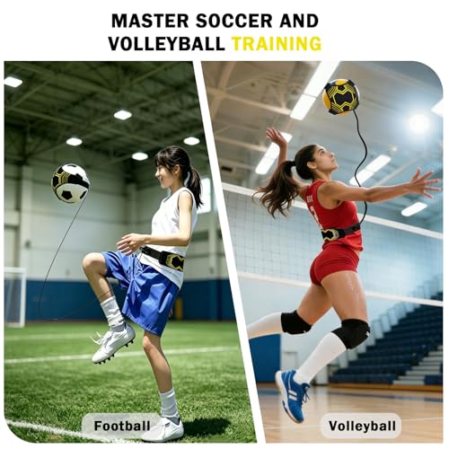 Soccer Kick Trainer with Adjustable Waist Belt, Solo Soccer Training Equipment for Kids and Adults, Kick Back Practice for Dribbling Passing Shooting, Fits Ball Sizes 3 4 5