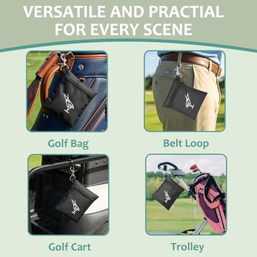 TOGETRUE Golf Tee Pouch, Sporty Golf Tee Bag Holder with Clip, Golf Supplies Accessories, Golf Bag Pouch for Tees, Balls and Divot Tools, 5.5"*6.75