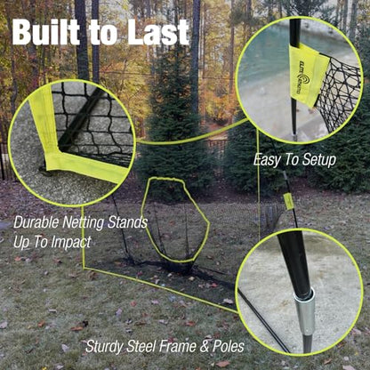 Square Golf Net, 10 x 7 ft Practice and Chipping Net With Target Pocket and Carry Bag for Backyard, Garage, and Indoors