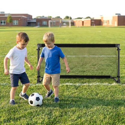 GYMAX Soccer Goal, Foldable Portable Soccer Training Net with Metal Frame, Ground Stakes, Easy Setup for Backyard Team Practice Play - style: S (3.3ft x 1.6ft)